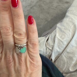 Tiffany & Co. Silver Double Heart Tag Ring